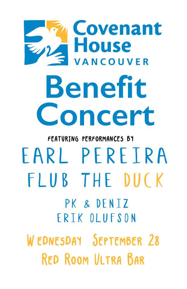 Benefit for Covenant House feat.: Earl Pereira, Flub The Duck @ The Red Room Sep 28 2016 - May 6th @ The Red Room