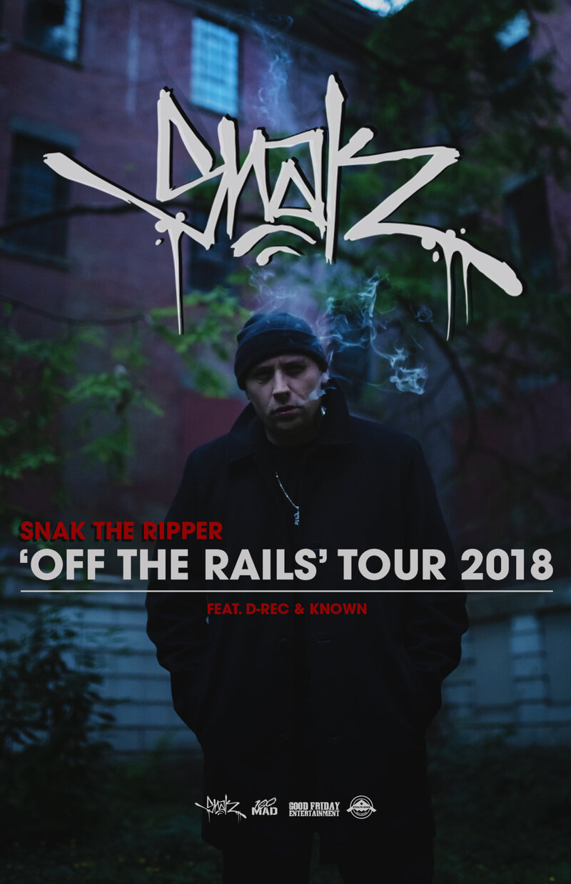 OFF THE RAILS TOUR: Snak The Ripper, D-Rec, Known @ The Red Room Aug 30 2018 - Jun 18th @ The Red Room