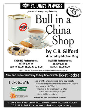 "Bull in a China Shop" @ St. Luke's Hall May 21 2016 - May 6th @ St. Luke's Hall