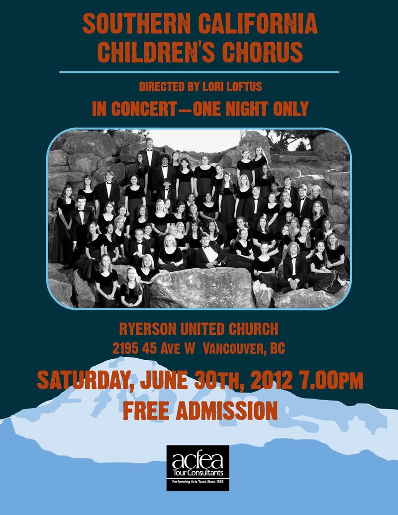 Southern California Children's Chorus @ Ryerson United Church Jun 30 2012 - Jun 13th @ Ryerson United Church