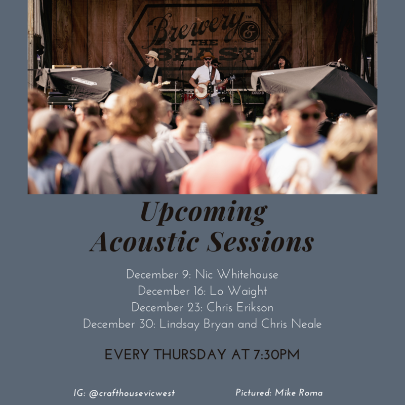 Weekly Acoustic Sessions at Crafthouse Vic West @ Crafthouse Victoria West - Dec 09, 2021