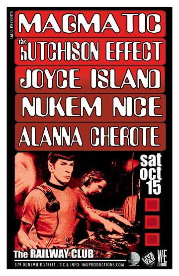 Late show:: Magmatic, The Hutchison Effect , Joyce Island, NUKEM NICE  @ Railway Club Oct 15 2011 - May 30th @ Railway Club