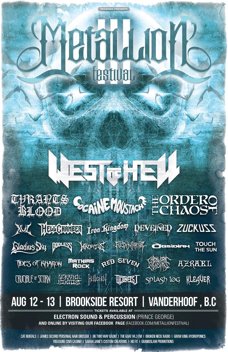 METALLION FESTIVAL III: West of Hell, Hellchamber, DEVEINED, Iron Kingdom, Any Many More! @ Brookside Resort Aug 13 2016 - May 7th @ Brookside Resort
