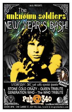 NEW YEAR'S BASH w/: The Unknown Soldiers, Generation Who, Stone Cold Crazy, mc AWESOME POWERS @ Pub 340 Dec 31 2008 - May 8th @ Pub 340
