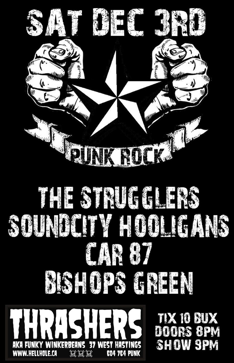 Strugglers, SoundCity Hooligans, Car 87, Bishops Green @ Funky Winker Beans Dec 3 2011 - May 6th @ Funky Winker Beans
