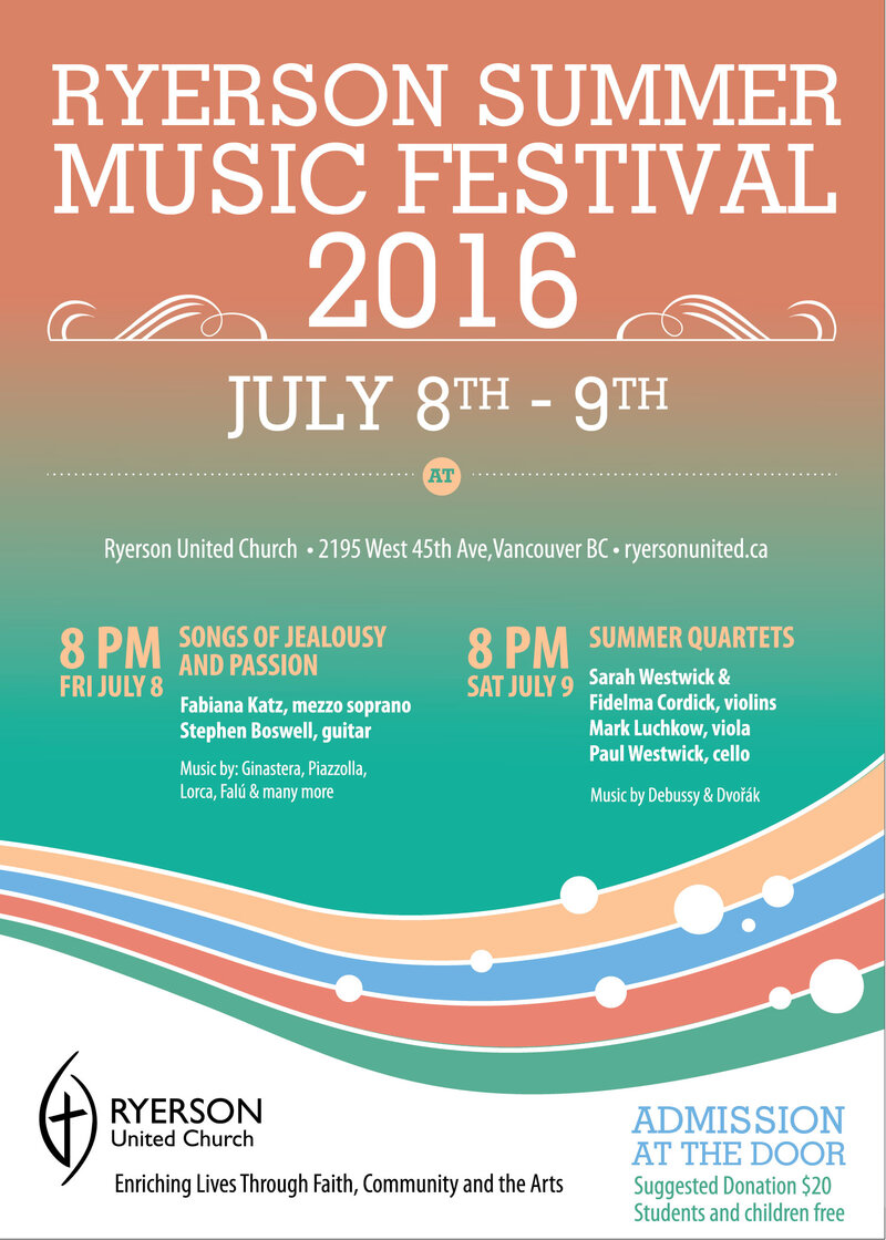 Sarah Westwick , Fidelma Cordic, Mark Luchkow, Paul Westwick @ Ryerson United Church Jul 9 2016 - May 7th @ Ryerson United Church