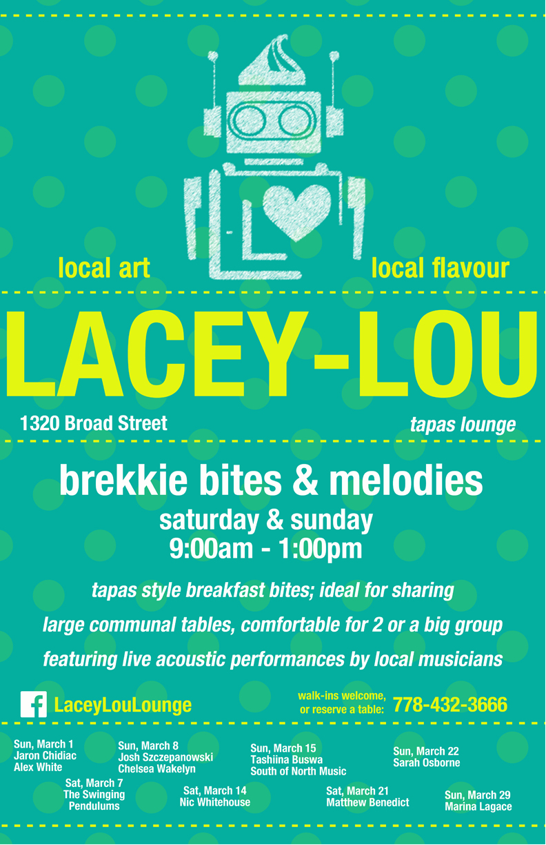 BREKKIE BITES & (live) MELODIES: Nic Whitehouse @ Lacey-Lou Tapas Lounge Mar 14 2015 - May 5th @ Lacey-Lou Tapas Lounge
