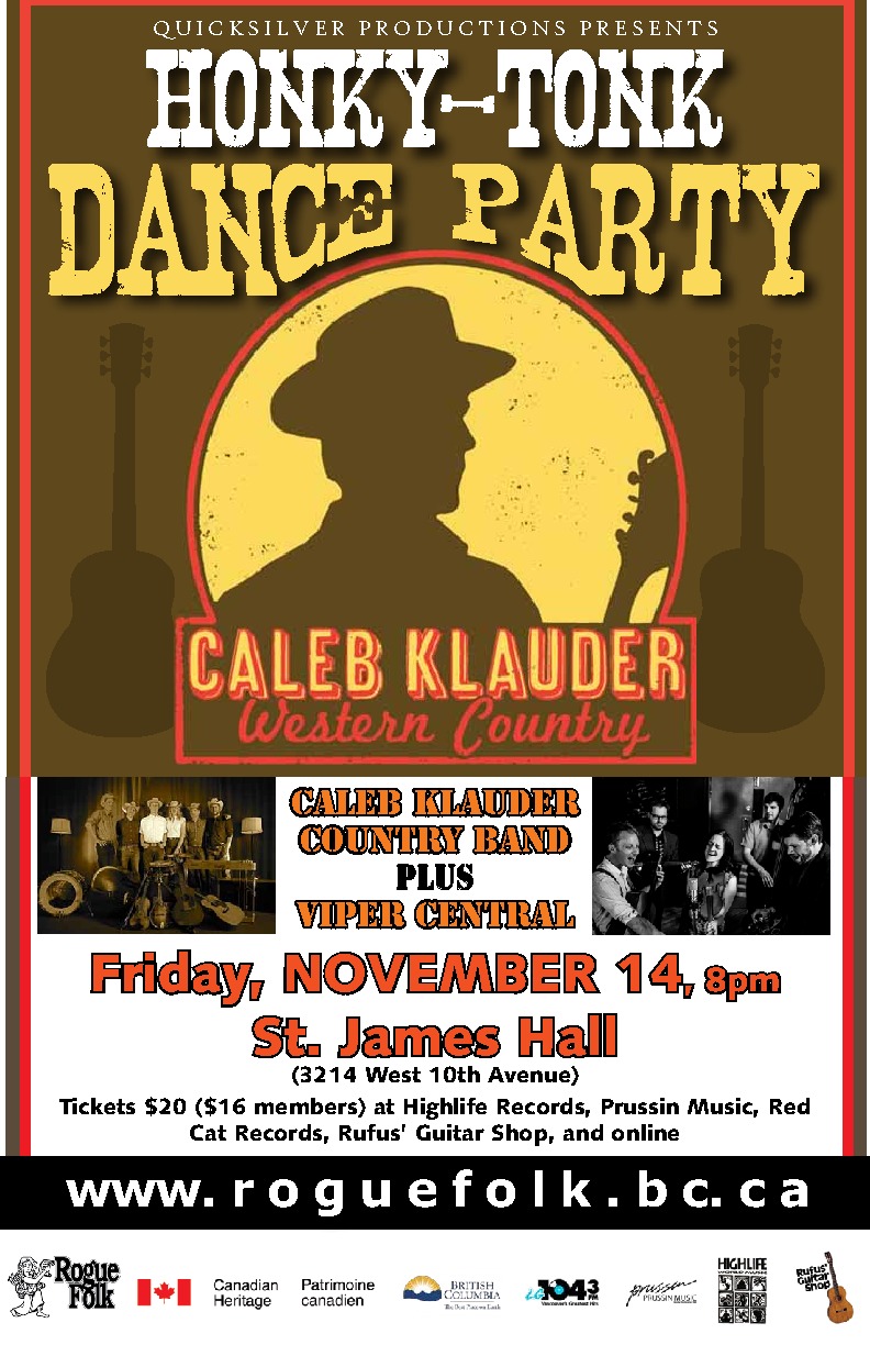 Caleb Klauder Country Band, Viper Central @ St. James Community Hall Nov 14 2014 - May 7th @ St. James Community Hall