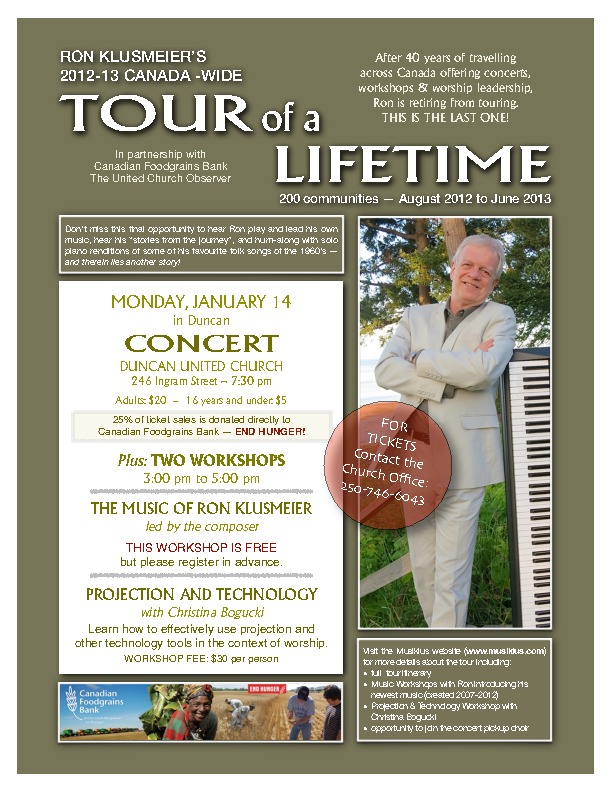 Ron Klusmeier: Ron Klusmeier  @ Duncan United Church Jan 14 2013 - Jun 7th @ Duncan United Church