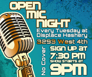 Open Mic at Displace Hashery every Tuesday in Kitsilano area in Vancouver: Don Alder, Rowan Tichenor, Quit the City, Matt Dennison @ Displace Hashery Feb 7 2012 - May 6th @ Displace Hashery