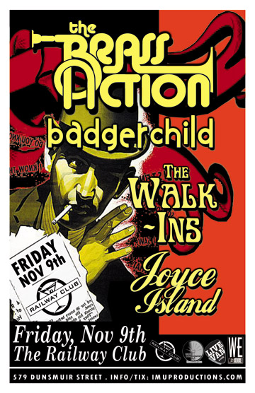 The Brass Action, The Walk-Ins, Badgerchild, Joyce Island @ Railway Club Nov 9 2012 - May 6th @ Railway Club