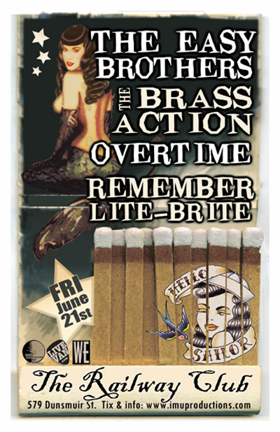 The Easy Brothers, The Brass Action, Overtime, REMEMBER LITE-BRITE @ Railway Club Jun 21 2013 - May 9th @ Railway Club