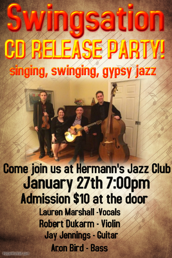 CD Release: Swingsation @ Hermann's Jazz Club Jan 27 2016 - May 10th @ Hermann's Jazz Club