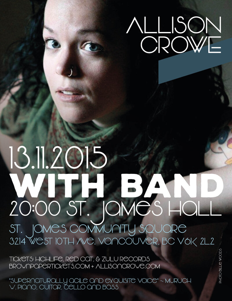 Allison Crowe @ St. James Community Hall Nov 13 2015 - May 13th @ St. James Community Hall