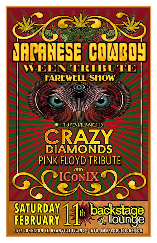 JAPANESE COWBOY Ween Tribute Farewell Show!: Japanese Cowboy, Crazy Diamonds, IConIX  @ Backstage Lounge Feb 11 2017 - May 11th @ Backstage Lounge