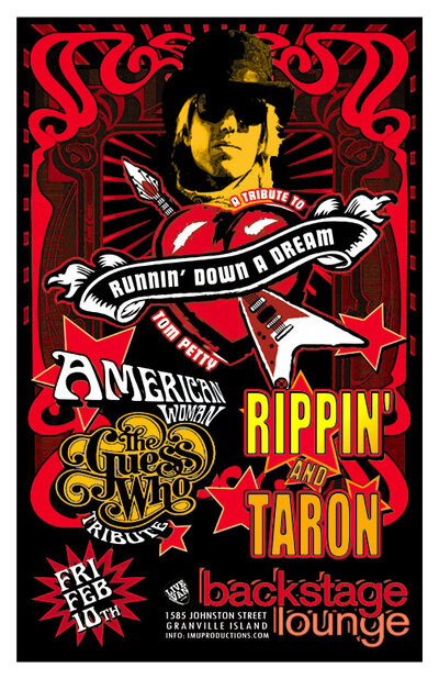 Runnin Down A Dream , American Woman, Rippin' and Taron @ Backstage Lounge Feb 10 2017 - Apr 30th @ Backstage Lounge