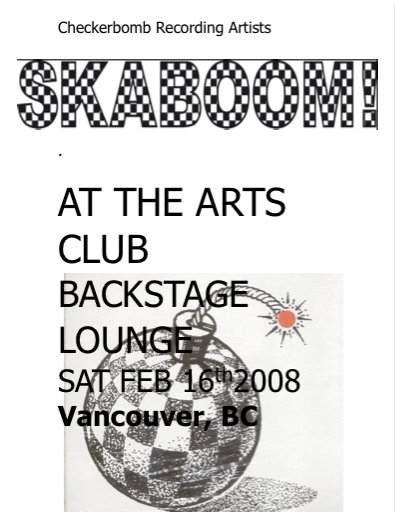 Skaboom shakes the Backstage Lounge: Skaboom! @ Backstage Lounge Feb 16 2008 - May 9th @ Backstage Lounge