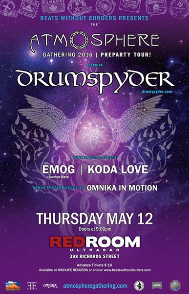 Atmosphere Gathering Pre-Party Tour feat: DRUMSPYDER , Emog, Koda Love, Omnika In Motion @ The Red Room May 12 2016 - May 8th @ The Red Room