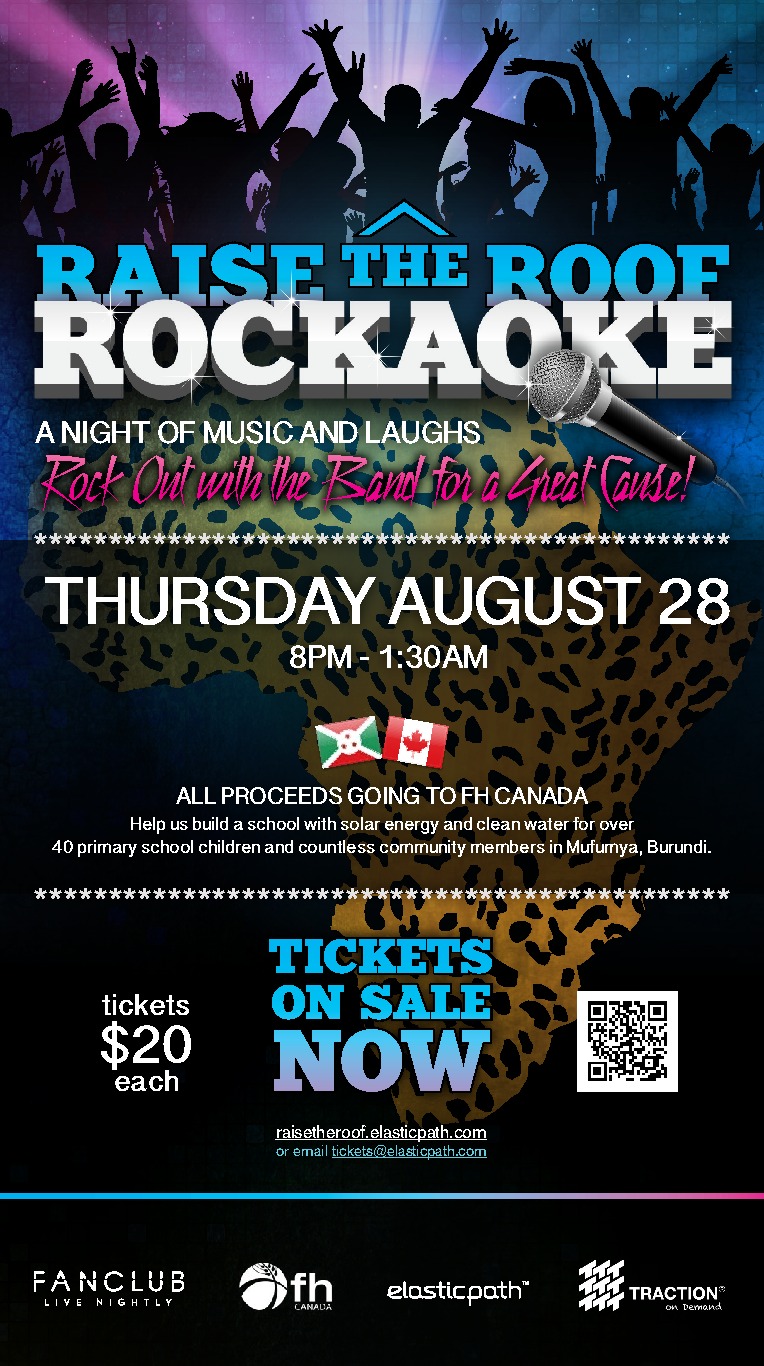 "Raise the Roof with Rockaoke: An Elastic Path Fundraiser for Burundi" @ Vancouver FanClub Aug 28 2014 - Jun 14th @ Vancouver FanClub