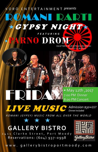 Romani Rarti-Gypsy Night: Parno Drom @ Gallery Bistro May 12 2017 - May 13th @ Gallery Bistro