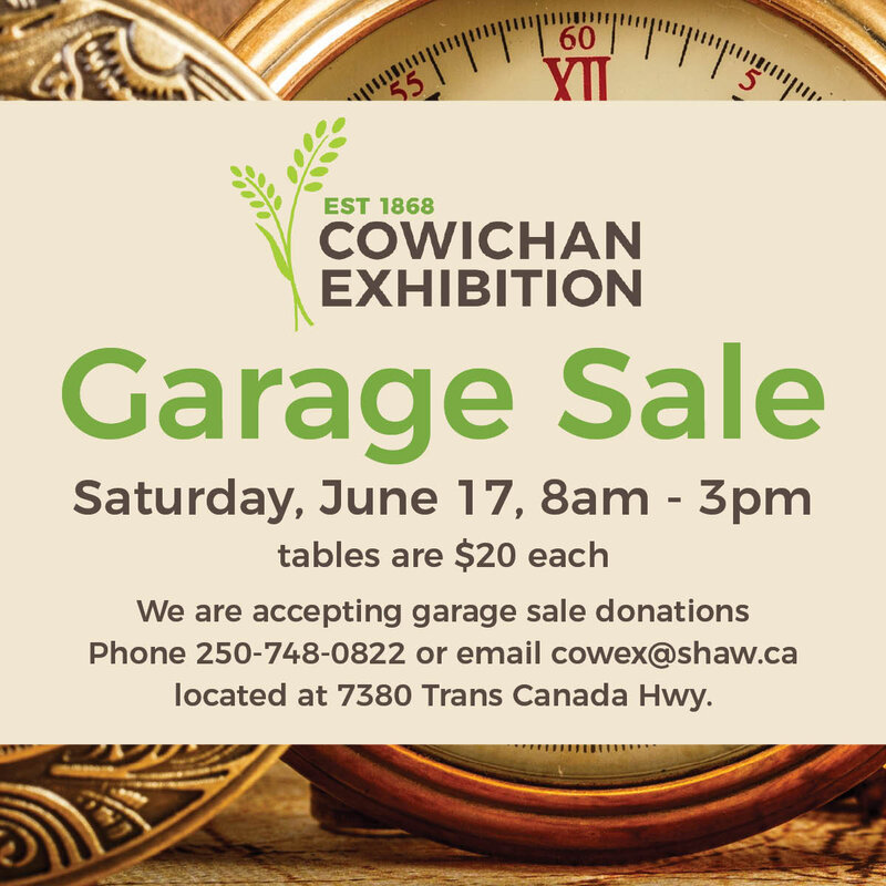 Cowichan Exhibition Fundraising Garage Sale @ Cowichan Exhibition - Jun 17, 2017