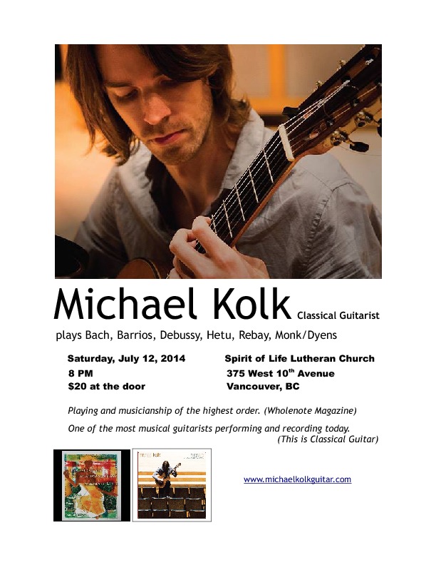 Michael Kolk (Classical Guitar) @ Spirit of Life Lutheran Church - Jul 12, 2014