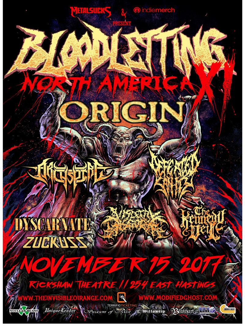 Origin, Archspire, Defeated Sanity, Dyscarnate, Visceral Disgorge, The Kennedy Veil @ Live at Rickshaw Nov 15 2017 - May 5th @ Live at Rickshaw