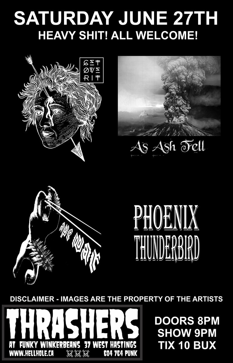 Get Over It, AS ASH FELL, Ape War, Phoenix Thunderbird @ Funky Winker Beans Jun 27 2015 - May 8th @ Funky Winker Beans