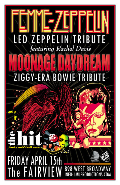 Femme Zeppelin, Moonage Daydream, The HIT @ Fairview Pub Apr 15 2016 - May 10th @ Fairview Pub