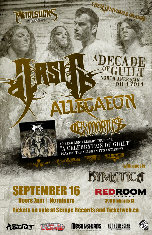 Arsis, Allegaeon, Exmortus, Kymatica @ The Red Room Sep 16 2014 - May 7th @ The Red Room