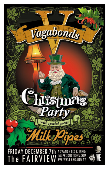 The VAGABONDS CHRISTMAS PARTY w/ special guests The MILK PIPES: The Vagabonds, Milk Pipes @ Fairview Pub Dec 7 2012 - May 8th @ Fairview Pub