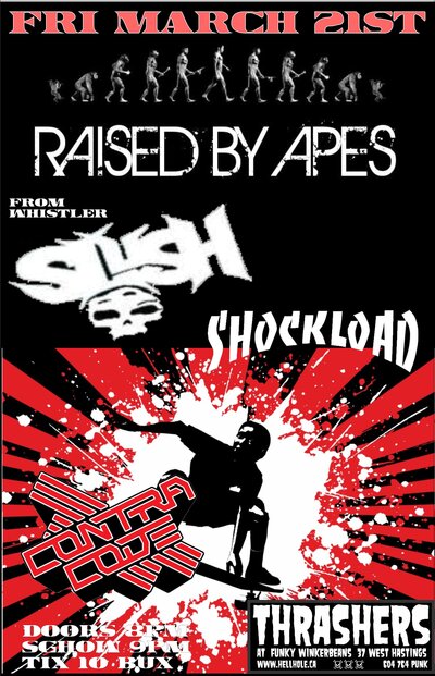 Raised By Apes, slush, Shockload, King Coyote @ Funky Winker Beans Mar 21 2014 - May 7th @ Funky Winker Beans
