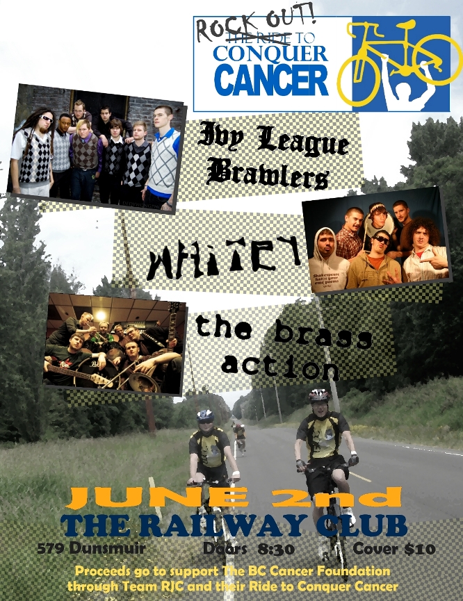 Rock Out to Conquer Cancer: Ivy League Brawlers, The Brass Action, Whitey @ Railway Club Jun 2 2010 - May 9th @ Railway Club