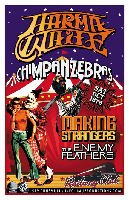 Harma White, The Chimpanzebras, Making Strangers , The Enemy Feathers @ Railway Club Oct 18 2014 - May 8th @ Railway Club
