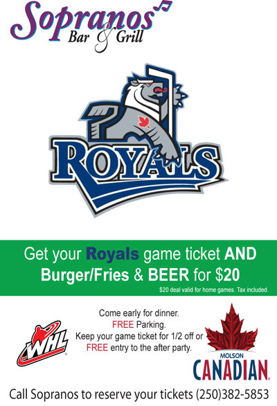 The Victoria Royals Vs. Prince George @ Soprano's Nov 20 2012 - Jun 6th @ Soprano's