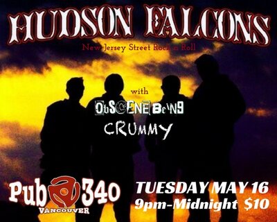 HUDSON FALCONS (NJ), Obscene Being, Crummy @ Pub 340 May 16 2017 - May 6th @ Pub 340