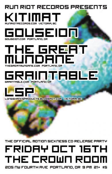 Longshanks, Gouseion, Kitimat, Graintable & The Great Mundane @ Lucky Bar Oct 17 2009 - Jun 5th @ Lucky Bar