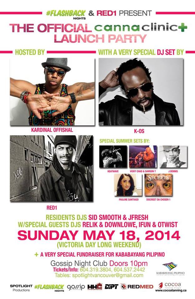 KARDINAL OFFISHAL, PAULINE SANTIAGO, K-Os, Heatwave, VICK CHAD & SAMSON T., J. DENNIS, Red1 @ Gossip Nightclub May 18 2014 - May 7th @ Gossip Nightclub