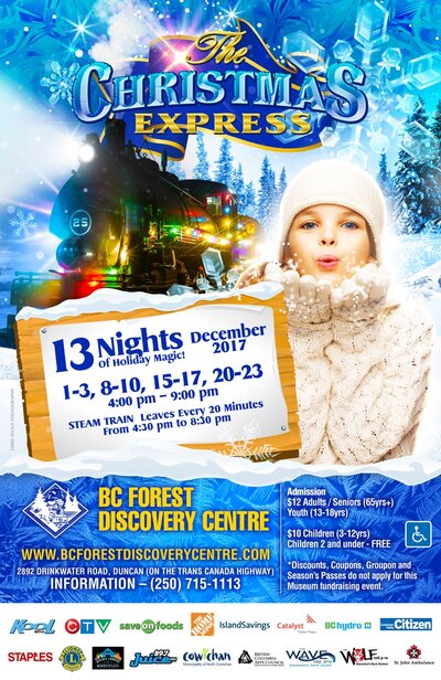 The Christmas Express @ BC Forest Discovery Centre Dec 16 2017 - Jun 4th @ BC Forest Discovery Centre
