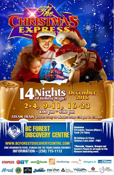 The Christmas Express @ BC Forest Discovery Centre Dec 20 2016 - Jun 3rd @ BC Forest Discovery Centre