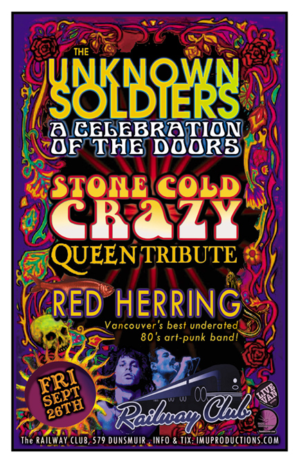 DOORS & QUEEN Tributes w/ special guests RED HERRING!: The Unknown Soldiers, Stone Cold Crazy, Red Herring @ Railway Club Sep 26 2014 - May 10th @ Railway Club