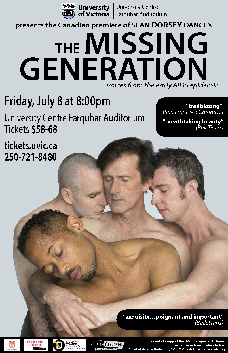 The Missing Generation: Sean Dorsey Dance @ The Farquhar at UVic Jul 8 2016 - Jun 10th @ The Farquhar at UVic