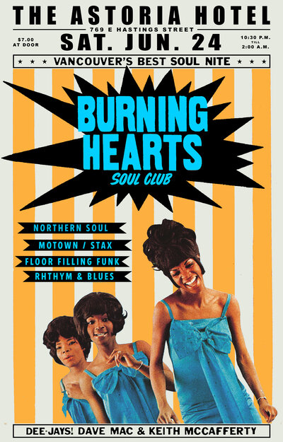 Burning Hearts Soul Club: Soul Night ft DJ's:: Keith McCafferty , Dave Mac @ The Astoria Jun 24 2017 - May 16th @ The Astoria