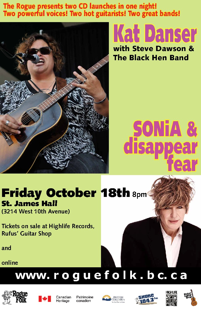Kat Danser, Steve Dawson, Sonia, disappear fear @ St. James Community Hall Oct 18 2013 - May 7th @ St. James Community Hall
