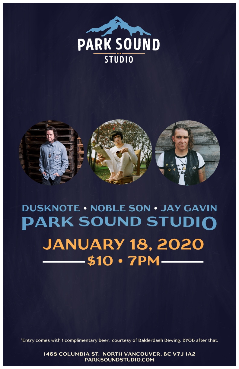 Noble Son, Dusknote, Jay Gavin @ Park Sound Studio Jan 18 2020 - May 6th @ Park Sound Studio
