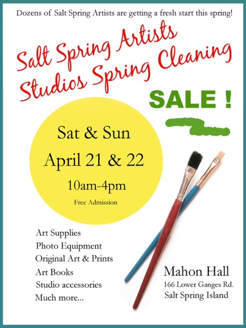 Salt Spring Artists Studio Spring Cleaning Sale! @ Mahon Hall Apr 22 2018 - May 6th @ Mahon Hall