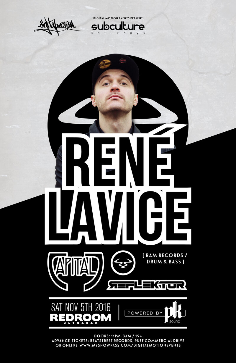 Rene LaVice [Ram Records] w/ Capital J at SUBculture Saturdays @ The Red Room Nov 5 2016 - Jun 24th @ The Red Room