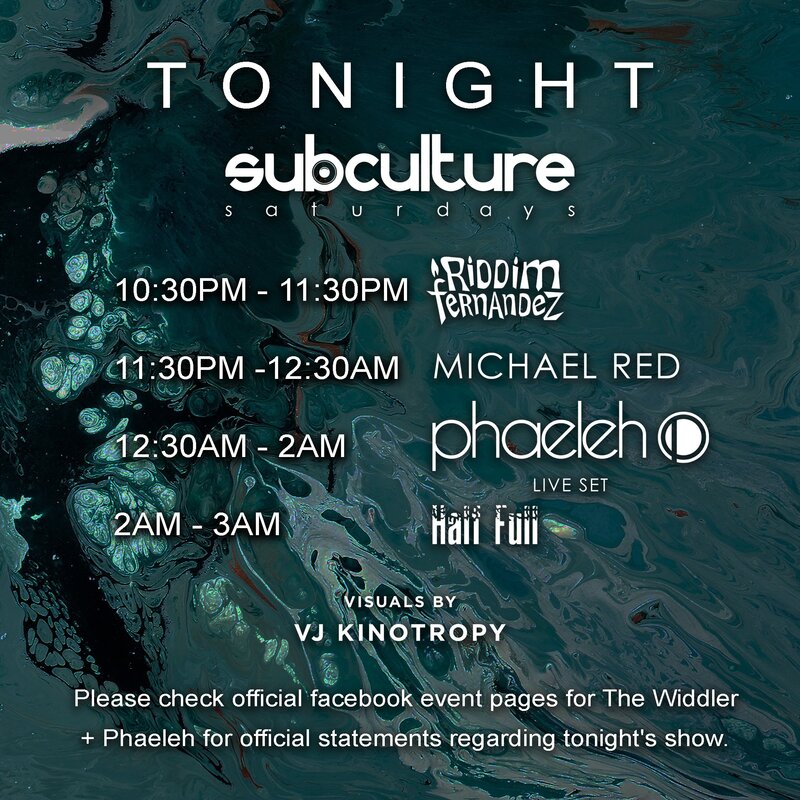 Phaeleh LIVE w/ Michael Red & Riddim Fernandez at SUBculture @ The Red Room May 11 2019 - Jun 18th @ The Red Room