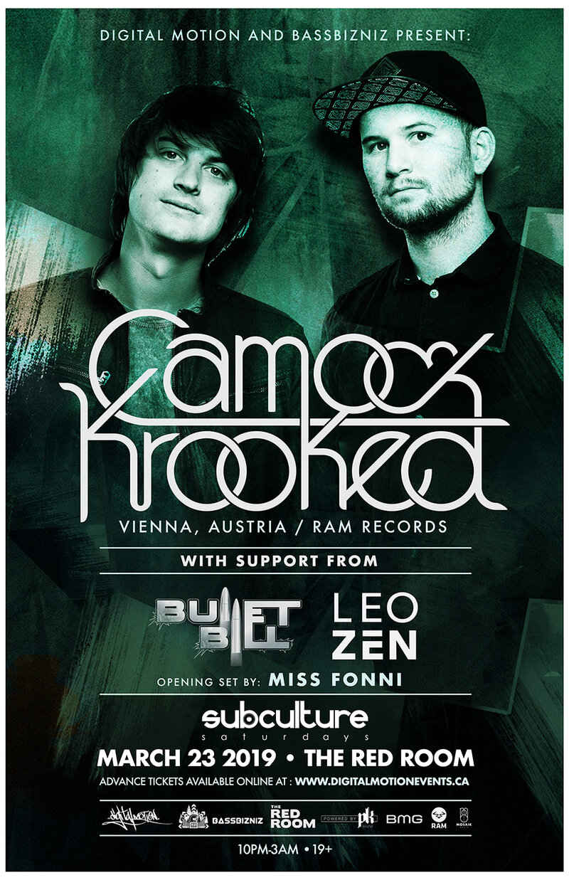 Camo & Krooked , Bullet Bill  @ The Red Room Mar 23 2019 - Jun 14th @ The Red Room
