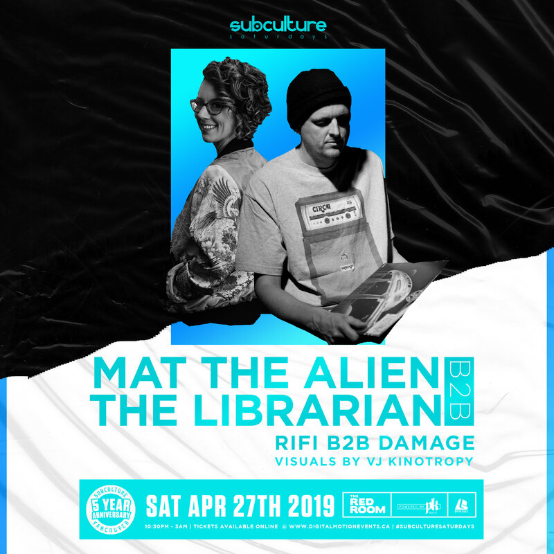 Mat The Alien B2B The Librarian at SUBculture Saturdays @ The Red Room Apr 27 2019 - Jun 14th @ The Red Room